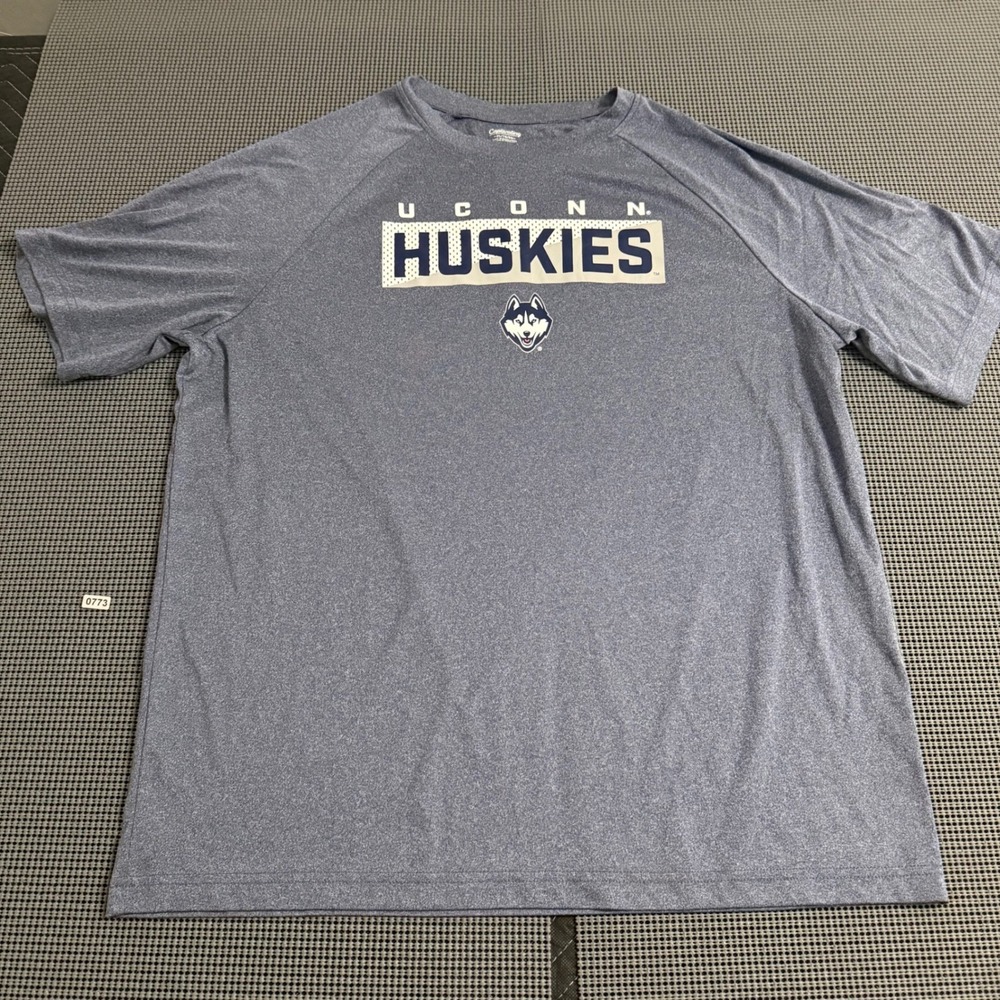 UConn Huskies Mens Blue Heathered‎ Performance T-Shirt Logo Raglan Size XL